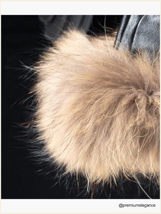 Luxury Winter Set - Lambskin Leather Gloves with Fox Fur Cuffs & Knitted Beanie